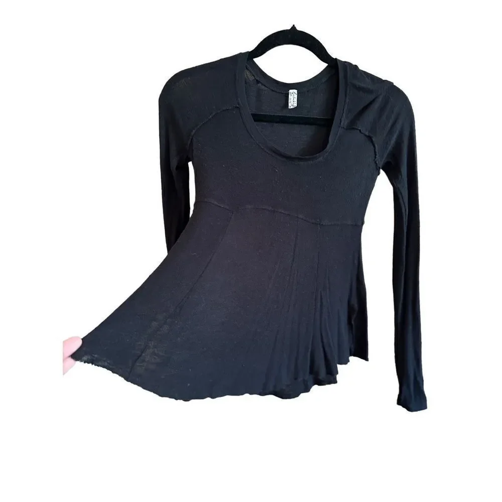 Free People Intimately‎ Free black long sleeve minimalist shirt XS